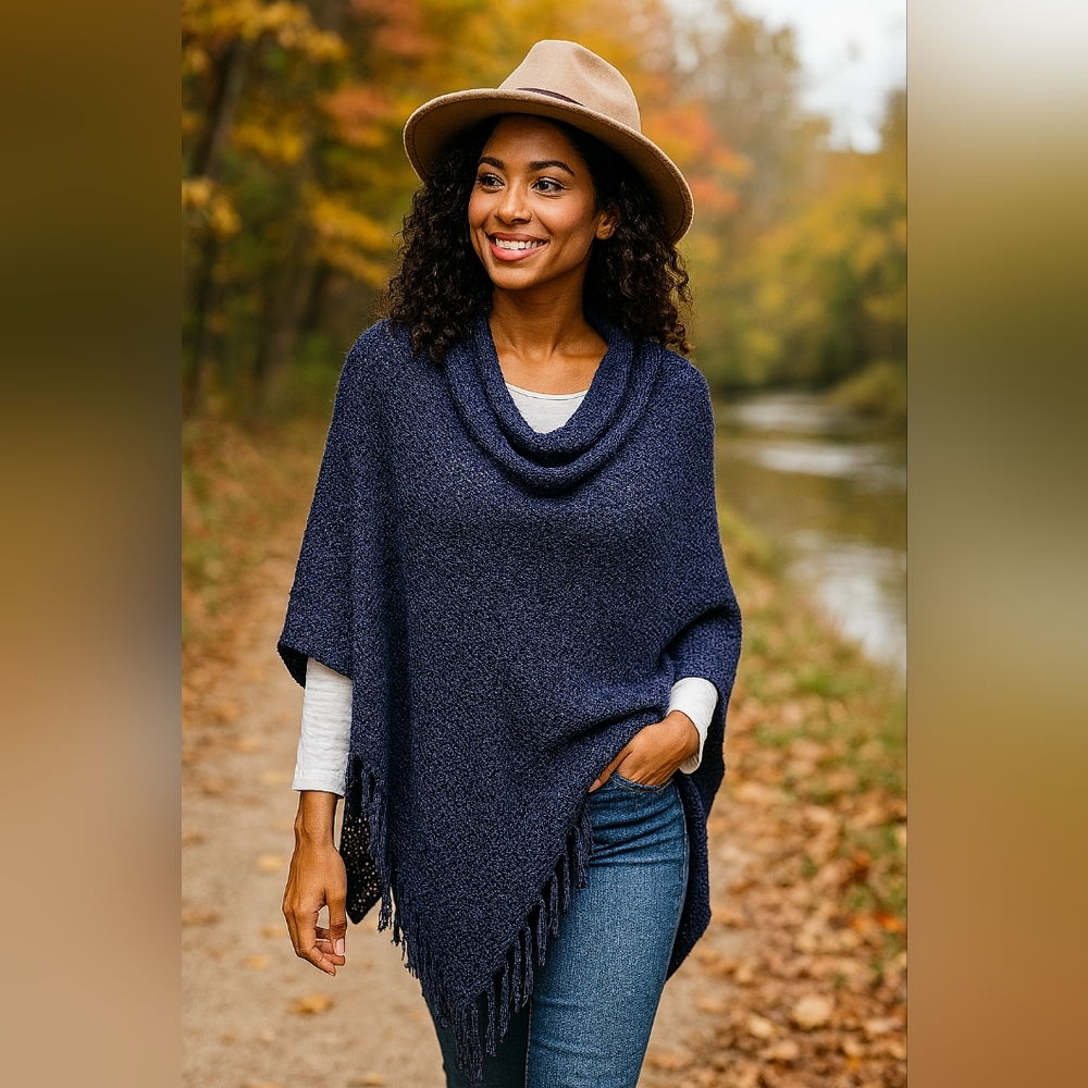 One World New Boho Blue Sweater Size M